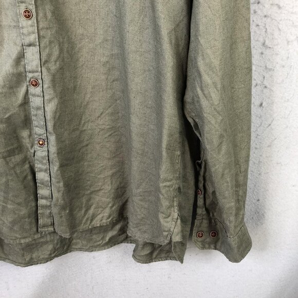 Barbour Shirt Mens M Green 100% Linen Tailored Fit Long Sleeve Cove Beach Airy - Picture 13 of 16